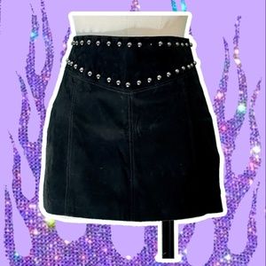 Vintage Studded Real Suede Skirt
